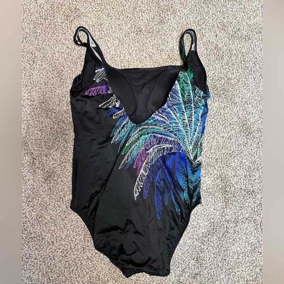 One piece Swimsuit plus 16 Swim Solutions Tummy Control shaper Bra support 3424 - Picture 7 of 15